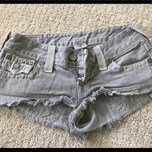 True Religion olive-Grey colored booty shorts